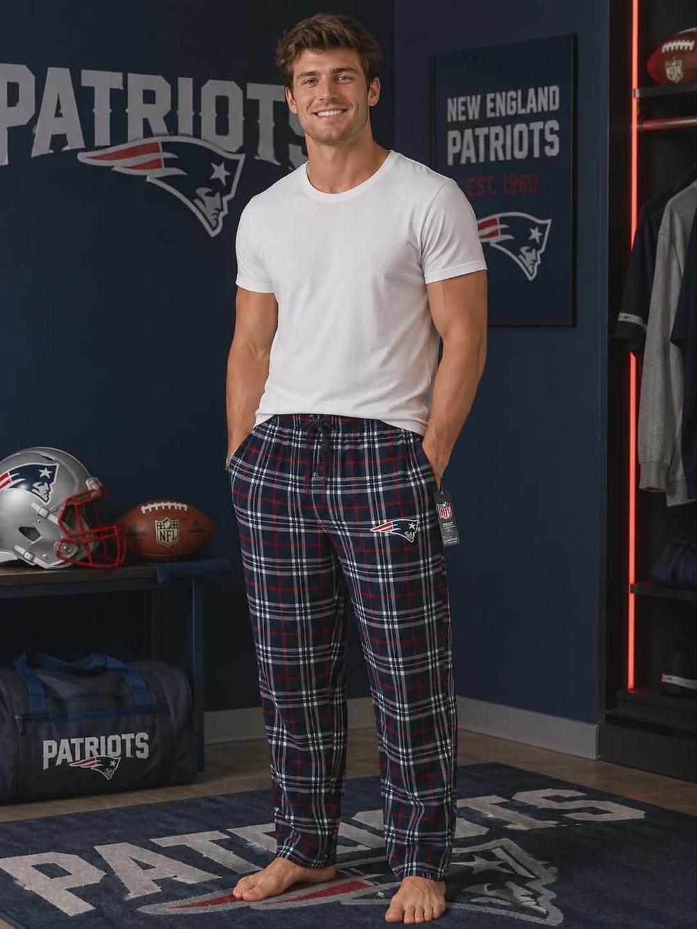 NFL New England Patriots Plaid Sleep Lounge Pants Men’s Size Large NWT